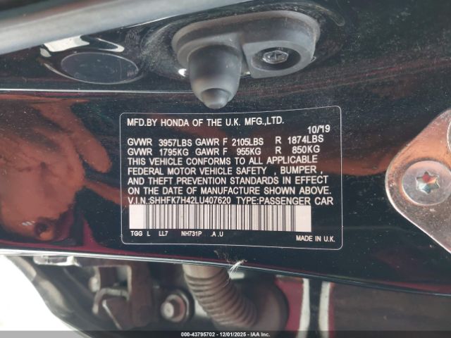 2020 HONDA CIVIC SHHFK7H42LU407620 Photo 8