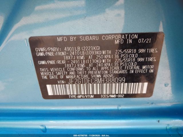 2021 SUBARU CROSSTREK JF2GTDEC8MH388099 Photo 8