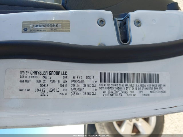 Jeep Compass Latitude 2014 1C4NJCEA7ED503417 Image 9
