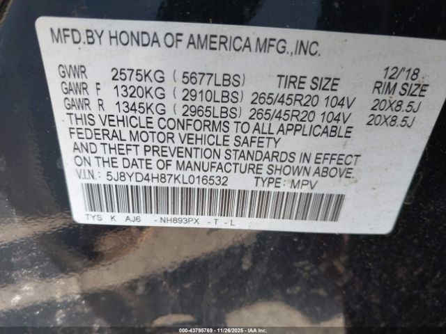 2019 ACURA MDX 5J8YD4H87KL016532 Photo 8