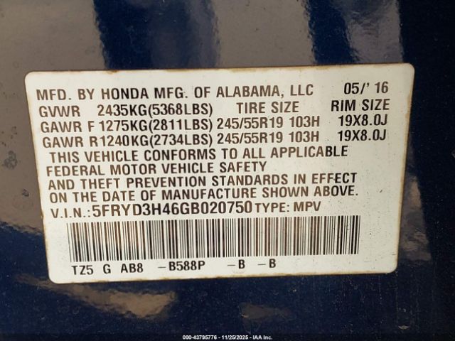 2016 ACURA MDX 5FRYD3H46GB020750 Photo 8