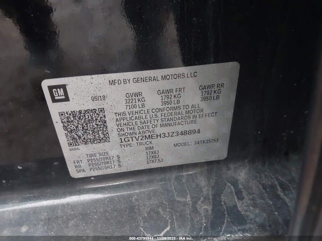 Продажа на аукционе авто 2018 Gmc Sierra 1500 Sle, vin: 1GTV2MEH3JZ348894, номер лота: 43795944
