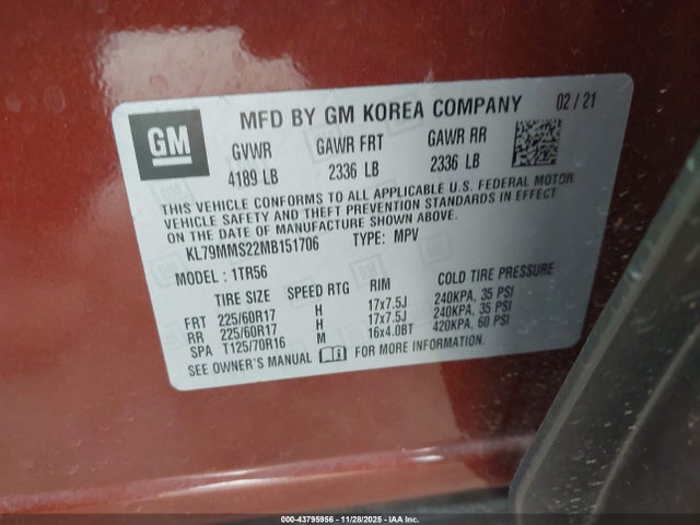 KL79MMS22MB151706 Chevrolet Trailblazer Fwd Ls