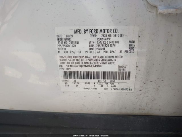 2021 FORD EXPLORER 1FMSK7DH2MGA94399 Photo 8