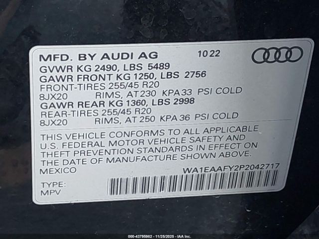 2023 AUDI Q5 WA1EAAFY2P2042717 Photo 8