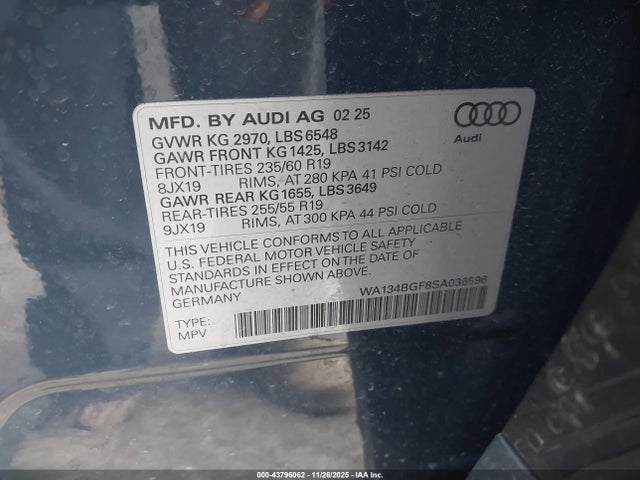 2025 AUDI Q6 E-TRON WA134BGF8SA036596 Photo 8