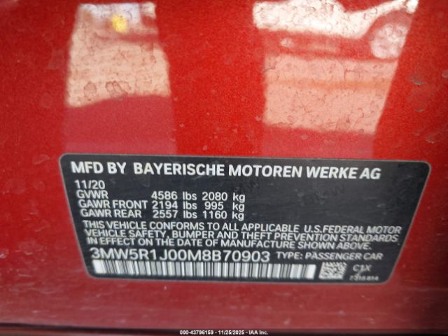 2021 BMW 330I 3MW5R1J00M8B70903 Photo 8
