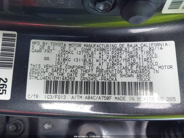 Toyota Tacoma Base V6 2014 3TMLU4EN1EM148269 Image 9