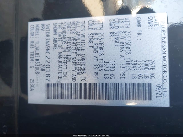 Nissan Pathfinder S 2wd 2022 5N1DR3AA9NC220187 Image 9