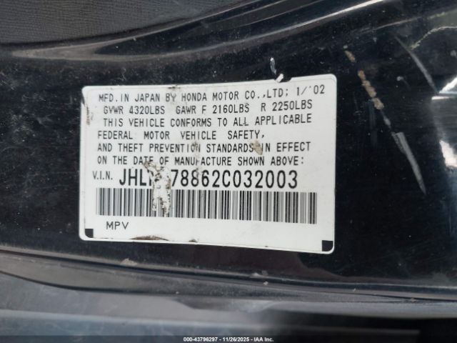 2002 HONDA CR-V JHLRD78862C032003 Photo 8