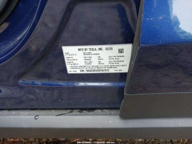 2025 TESLA MODEL X 7SAXCDE52SF467672 Photo 8