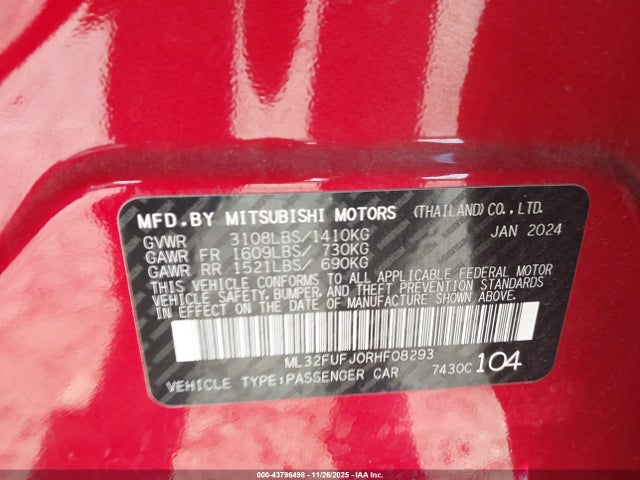 2024 MITSUBISHI MIRAGE G4 ML32FUFJ0RHF08293 Photo 8