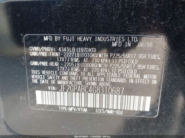 2016 SUBARU CROSSTREK JF2GPABC4G8310687 Photo 8