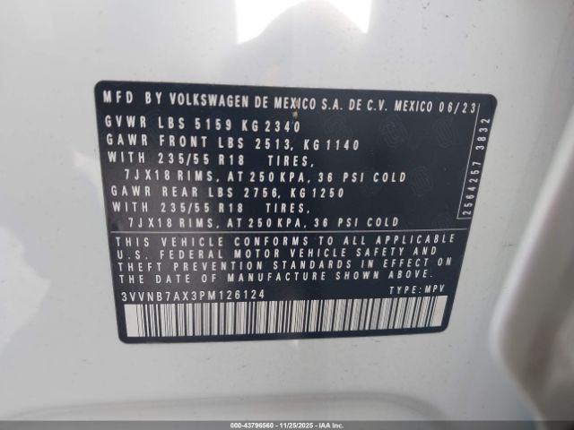 2023 VOLKSWAGEN TIGUAN 3VVNB7AX3PM126124 Photo 8