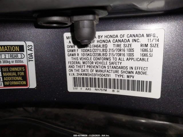Honda CR-V LX 2015 2HKRM3H33FH504291 Image 9