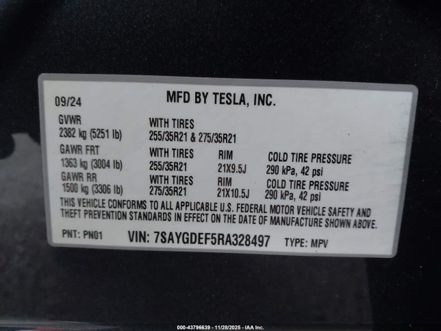 2024 TESLA MODEL Y 7SAYGDEF5RA328497 Photo 8