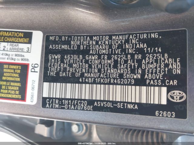 2015 TOYOTA CAMRY 4T4BF1FK0FR462079 Photo 8