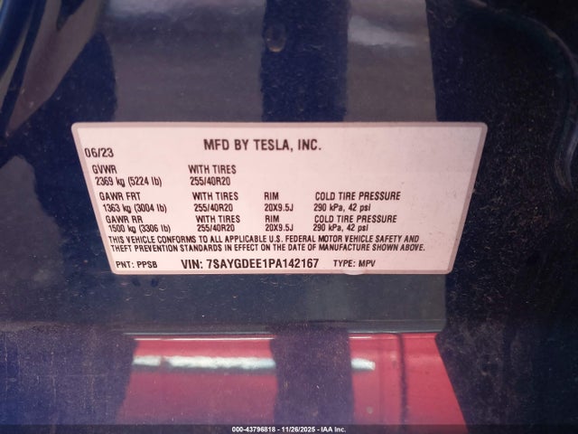 2023 TESLA MODEL Y 7SAYGDEE1PA142167 Photo 8