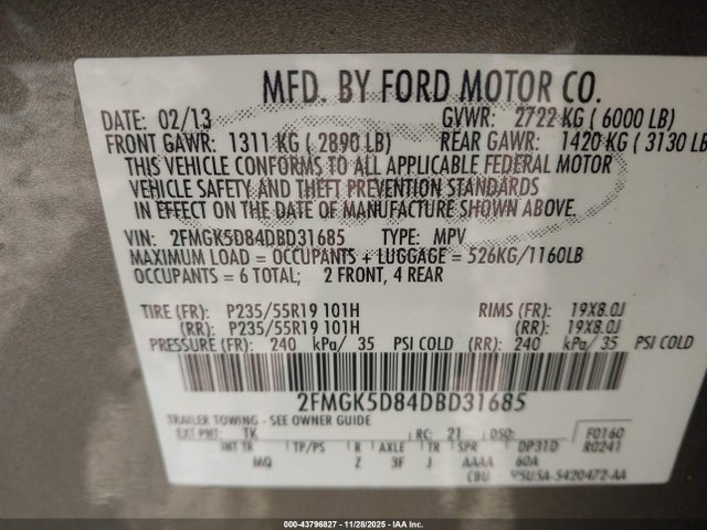 2013 FORD FLEX 2FMGK5D84DBD31685 Photo 8