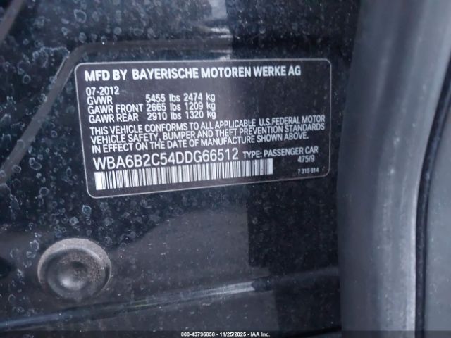 2013 BMW 650I GRAN COUPE WBA6B2C54DDG66512 Photo 8