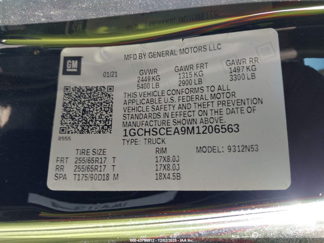 Aukcja sprzedaży 2021 Chevrolet Colorado 2wd  Long Box Lt, vin: 1GCHSCEA9M1206563, numer aukcji: 43796912