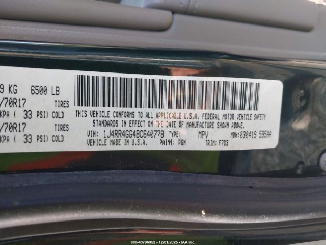 2011 JEEP GRAND CHEROKEE 1J4RR4GG4BC640778 Photo 8