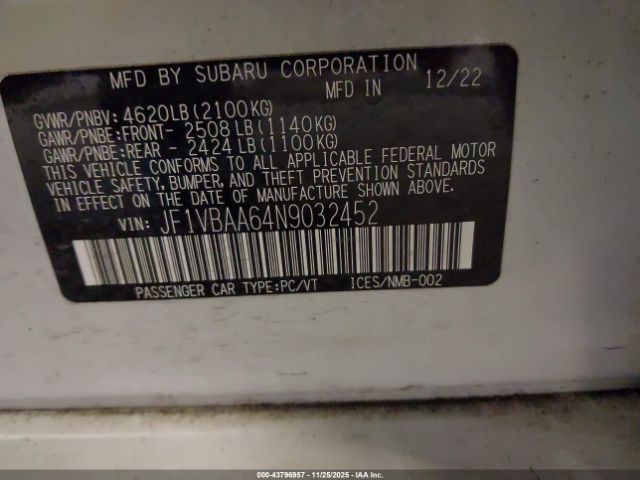 2022 SUBARU WRX JF1VBAA64N9032452 Photo 8