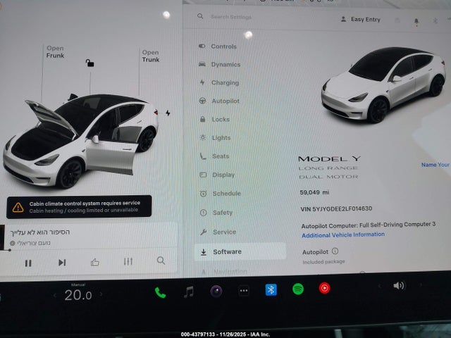 2020 TESLA MODEL Y 5YJYGDEE2LF014630 Photo 6