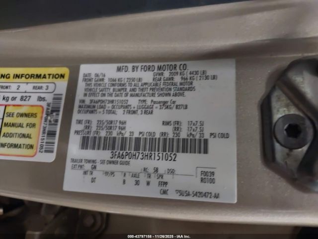 2017 FORD FUSION 3FA6P0H73HR151052 Photo 8