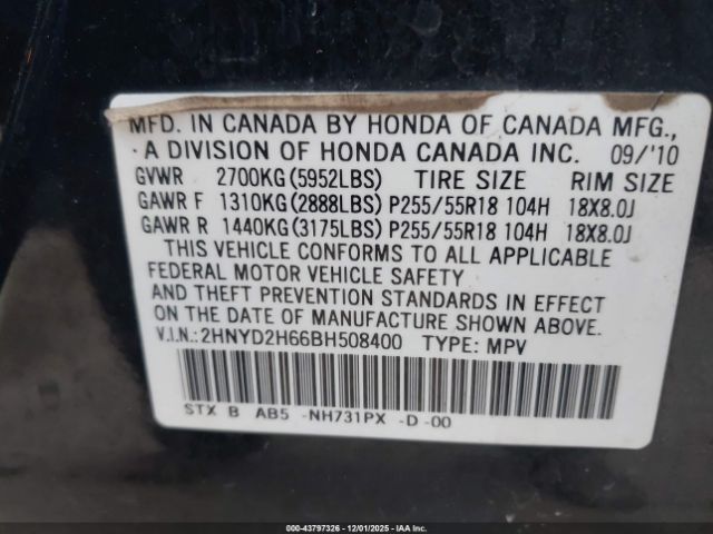 2011 ACURA MDX 2HNYD2H66BH508400 Photo 8