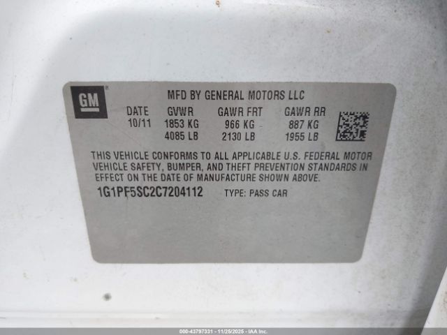 2012 CHEVROLET CRUZE 1G1PF5SC2C7204112 Photo 8