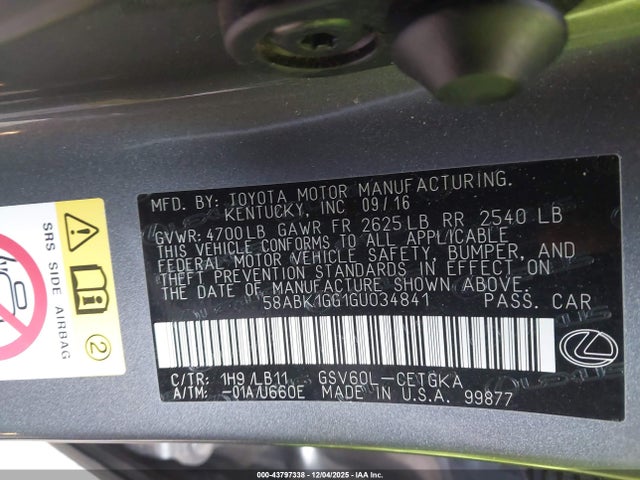 2016 LEXUS ES 350 58ABK1GG1GU034841 Photo 8