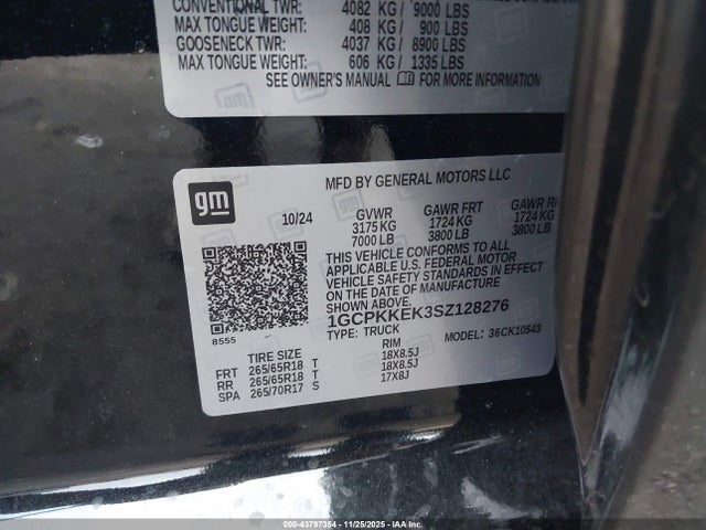 1GCPKKEK3SZ128276 Chevrolet Silverado 1500 4wd Short Bed Lt With 2fl