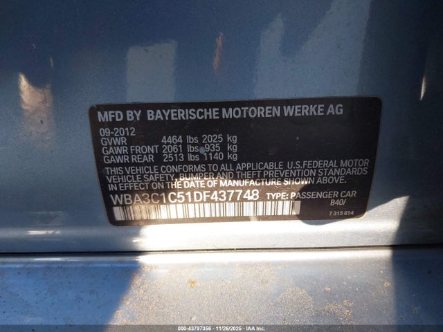 Продаж на аукціоні авто 2013 Bmw 328i, vin: WBA3C1C51DF437748, номер лоту: 43797356