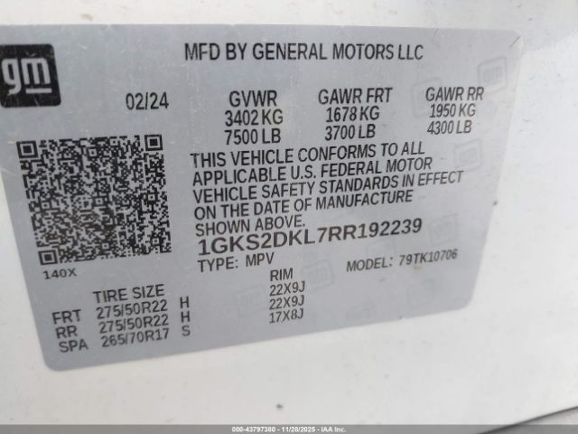 2024 GMC YUKON 1GKS2DKL7RR192239 Photo 8