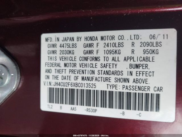 2011 ACURA TSX JH4CU2F6XBC013525 Photo 8