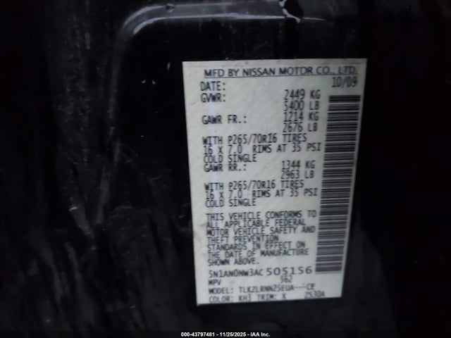 2010 NISSAN XTERRA 5N1AN0NW3AC505156 Photo 8