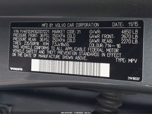 2016 VOLVO S60 CROSS COUNTRY YV4612UM3G2001221 Photo 8