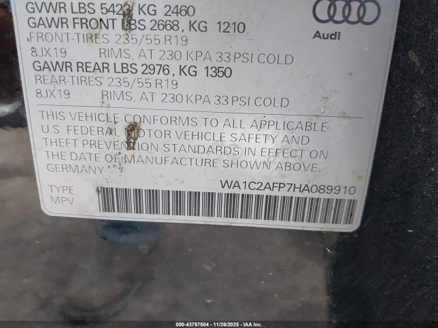 2017 AUDI Q5 WA1C2AFP7HA089910 Photo 8