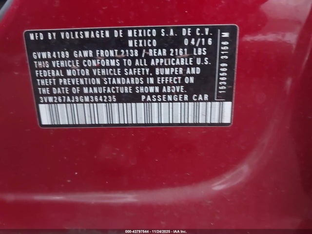 3VW267AJ9GM364235 Volkswagen Jetta 1.4t S