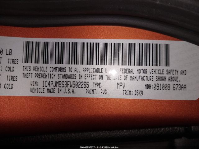 2015 JEEP CHEROKEE 1C4PJMBS3FW502265 Photo 8