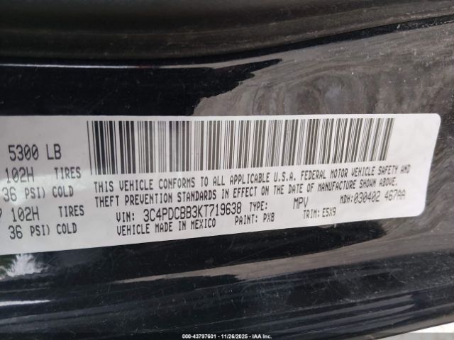 2019 DODGE JOURNEY 3C4PDCBB3KT719638 Photo 8