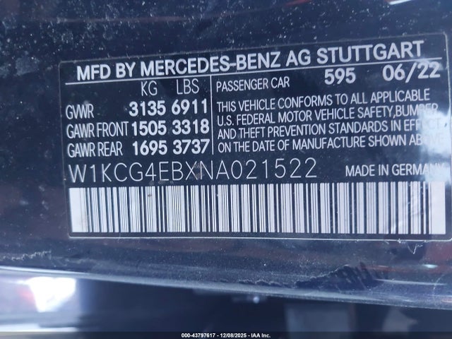 2022 MERCEDES-BENZ EQS 580 W1KCG4EBXNA021522 Photo 8