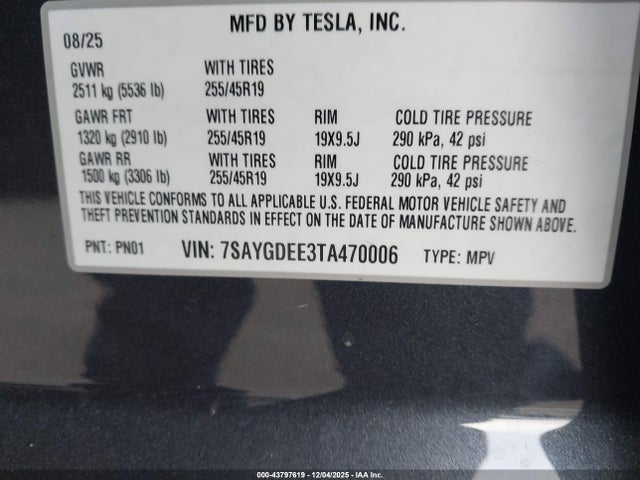 2026 TESLA MODEL Y 7SAYGDEE3TA470006 Photo 8
