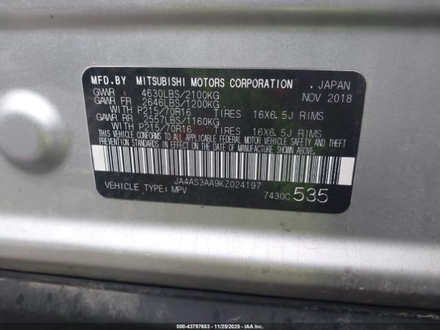 2019 MITSUBISHI ECLIPSE CROSS JA4AS3AA9KZ024197 Photo 8