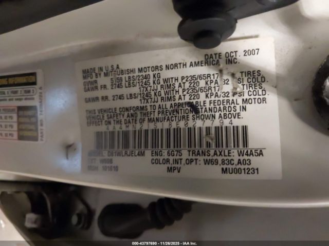 2008 MITSUBISHI ENDEAVOR 4A4MN21S18E027794 Photo 8