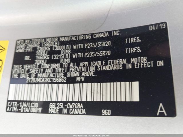 2019 LEXUS RX 350 2T2BZMCA2KC196862 Photo 8