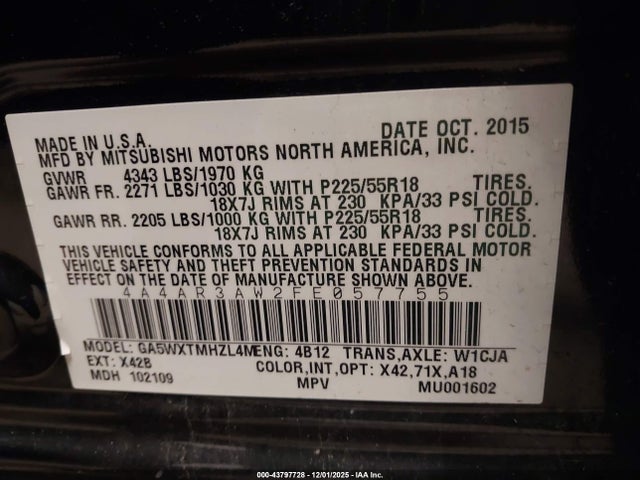 2015 MITSUBISHI OUTLANDER SPORT 4A4AR3AW2FE057755 Photo 8