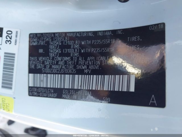 2018 TOYOTA SIENNA 5TDDZ3DC2JS193635 Photo 8