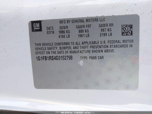 1G1FB1RS4G0152798 Chevrolet Camaro 1lt